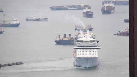 ships in a busy harbor