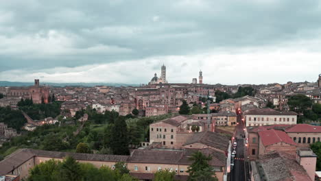 aerial view of siena, tuscany, italy at dusk