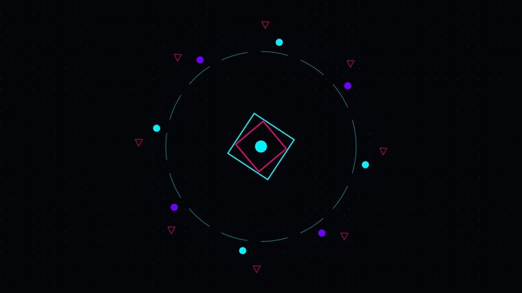 Abstract Geometric HUD Interface Animation with Rotating Squares