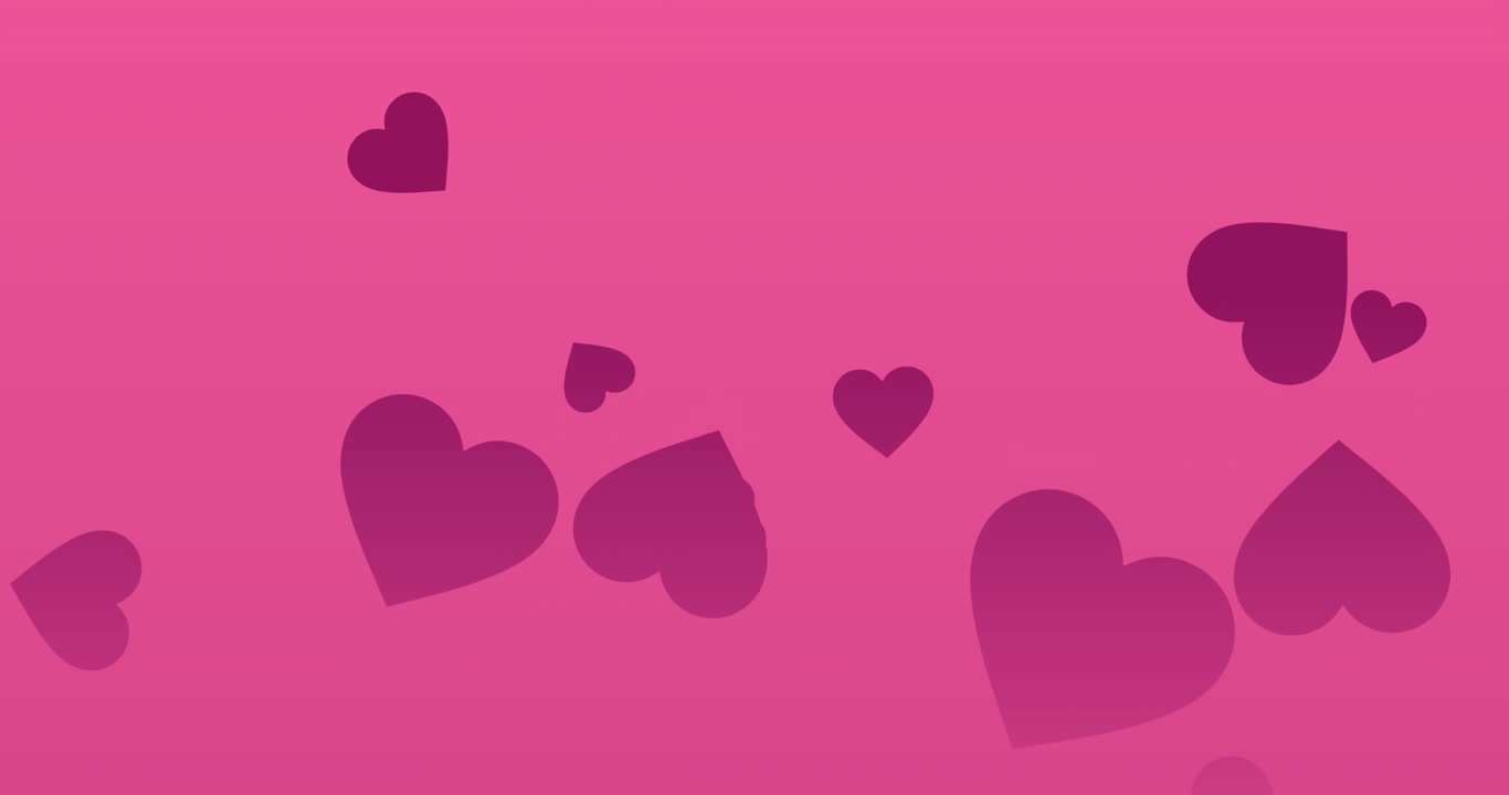 Animation of pink heart icons moving over pink background