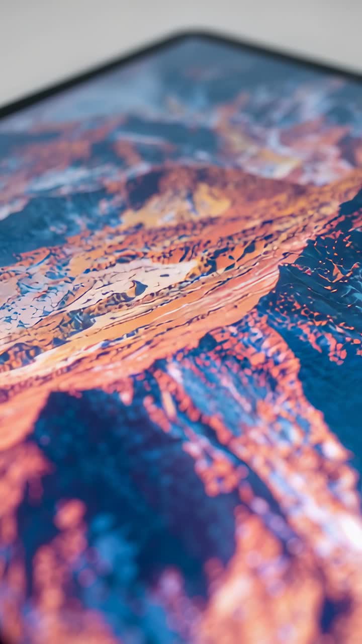 Video verticale: camera inclinata che mostra un dispositivo che migliora la qualità dello sfondo sulla cornice del tavolo per spostare la messa a fuoco