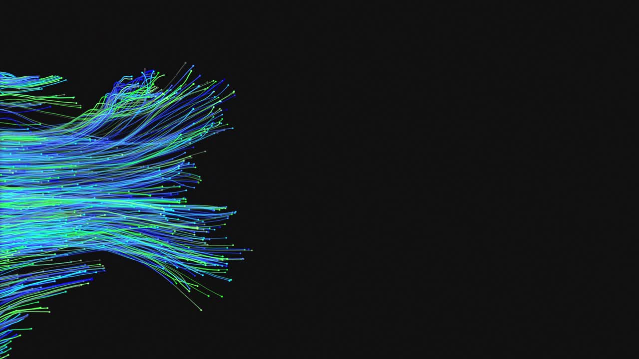 Animation Of Blue And Green Glowing Light Particle Magic Background
