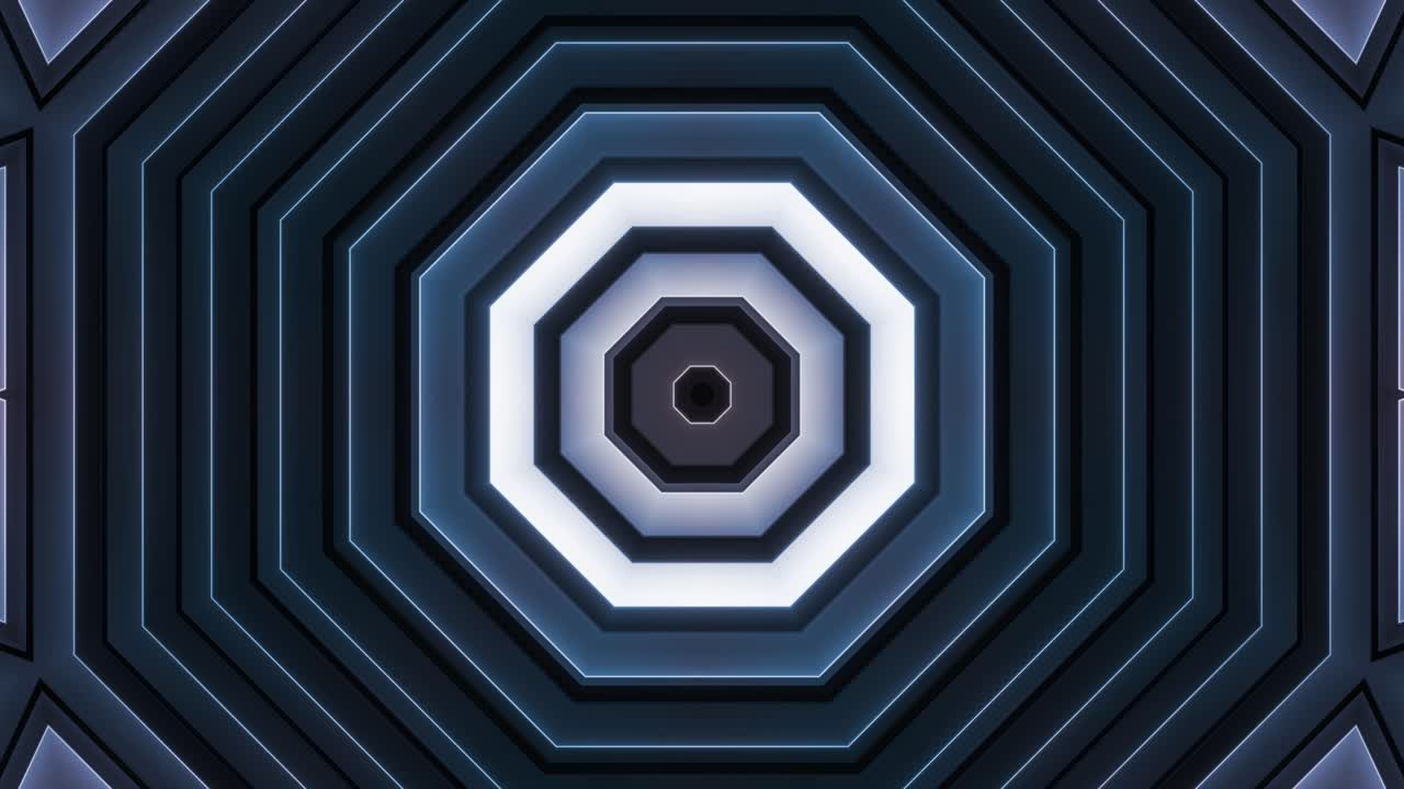 Abstract Glowing Octagon Tunnel Visuals