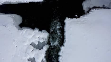 Río-Bialka-Que-Fluye-En-Un-Paisaje-Nevado-Y-Congelado,-Polonia