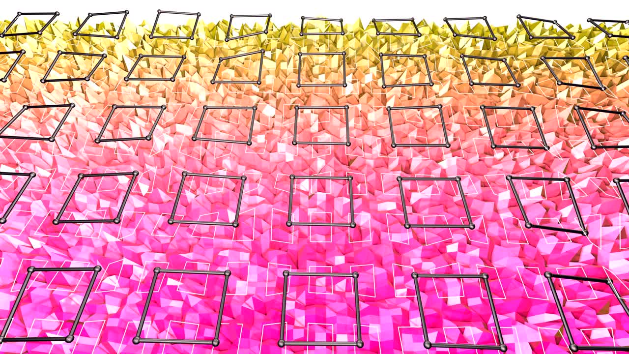 4k 끔한 낮은 폴리 애니메이션 배경, 루프, 현대 그래디언트 색상과 함께 현대 기하학적 스타일의 완벽한 3d 애니메이션, 창의적인 간단한 배경, 빨간색 노란색 그래디엔트 색상