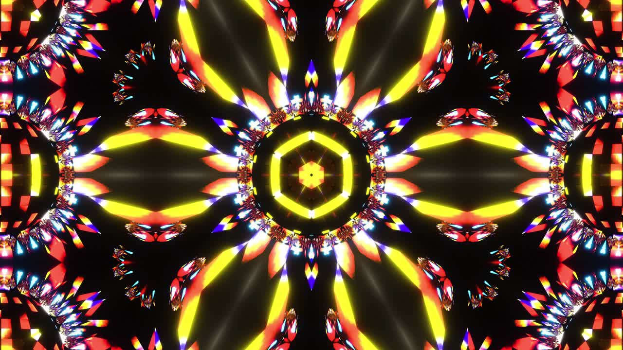 Caleidoscópio Neon de Bola de Discoteca em Loop VJ. Animação contínua
