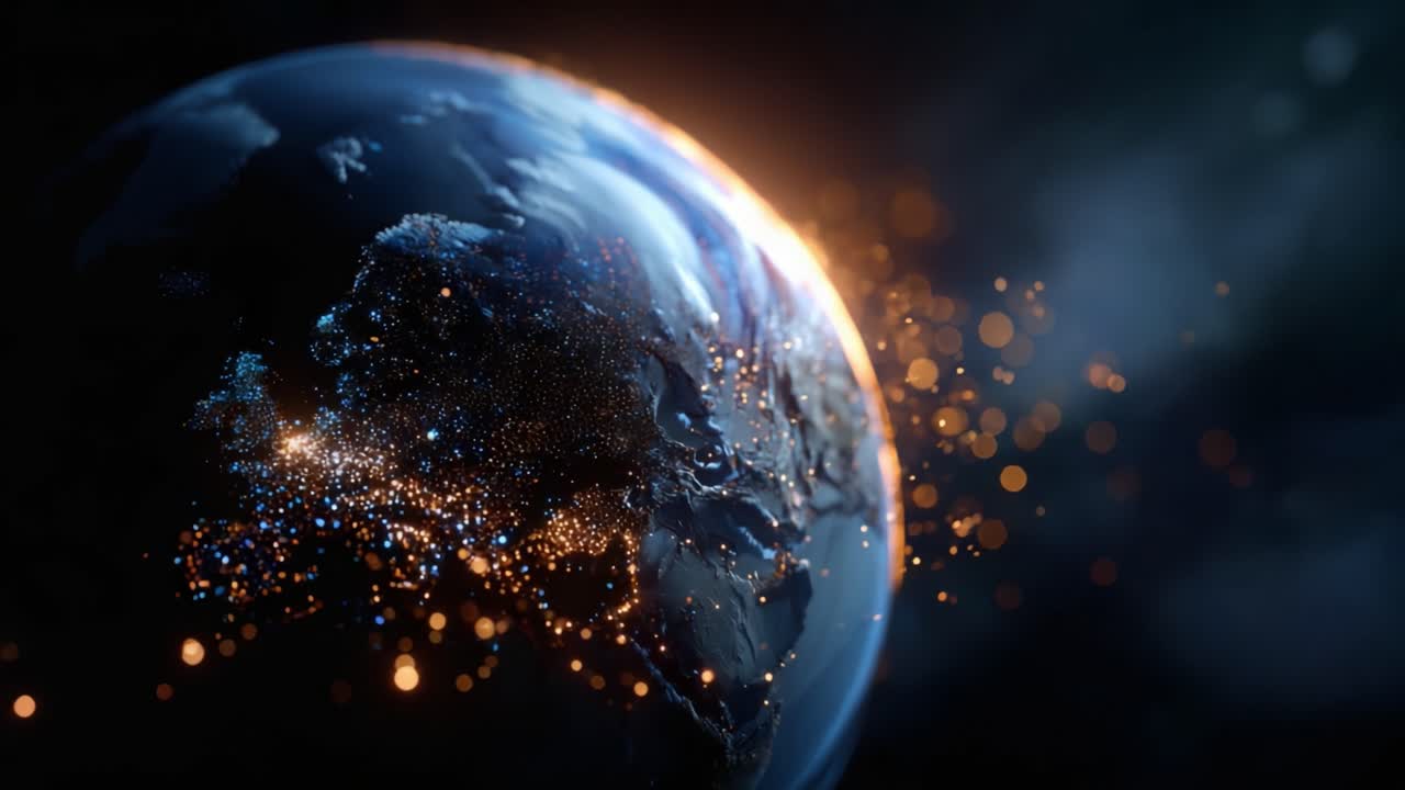 A Stunningly Captured View of Earth from Space Showcasing Vibrant Lights and Cosmic Features That Illuminate the Planet's Surface and Atmosphere