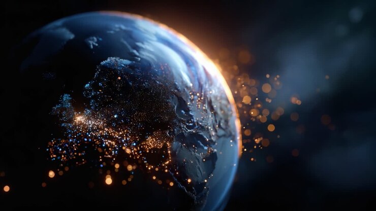 A Stunningly Captured View of Earth from Space Showcasing Vibrant Lights and Cosmic Features That Illuminate the Planet's Surface and Atmosphere