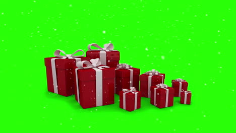 Regalos-De-Navidad-Rojos-Que-Aparecen-En-La-Pantalla-Verde.