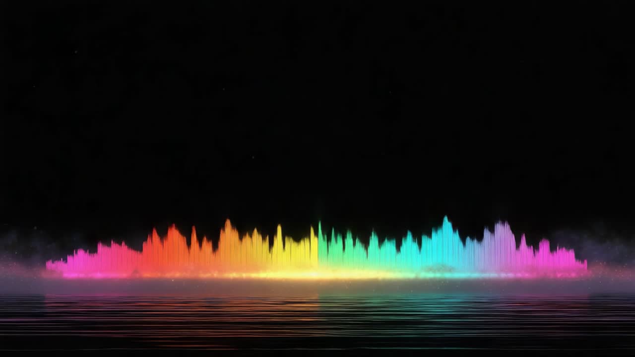 Colorful Soundwave Visualization: A Journey Through Vibrant Frequencies Represented in Striking Colors Over a Dark Background