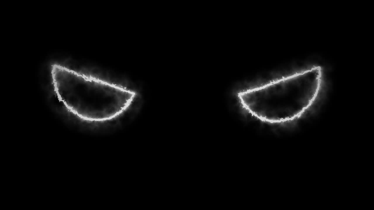 silueta de animación de halloween de ojos aterradores parpadeando en la pantalla negra