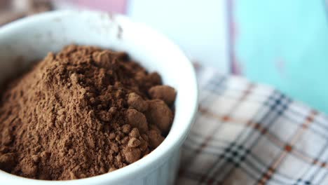 cocoa powder in a white bowl