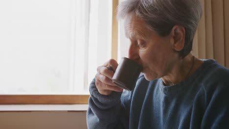 senior woman relaxing alone at home