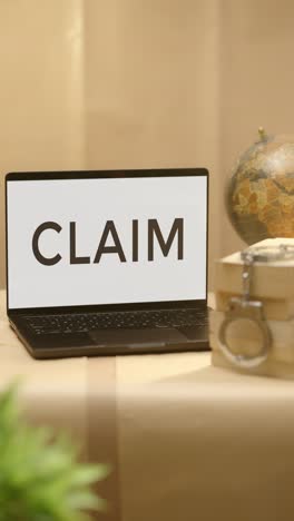 vertical video of claim displayed in legal laptop screen