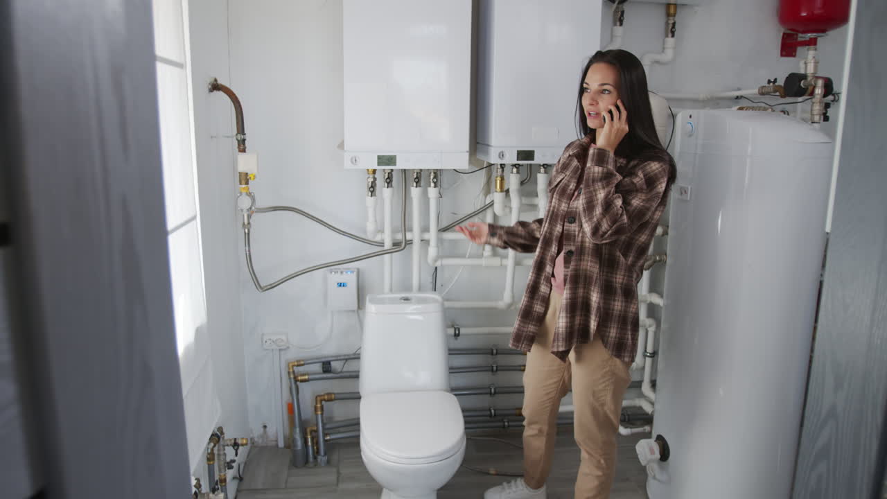 Young Woman Calling Plumber