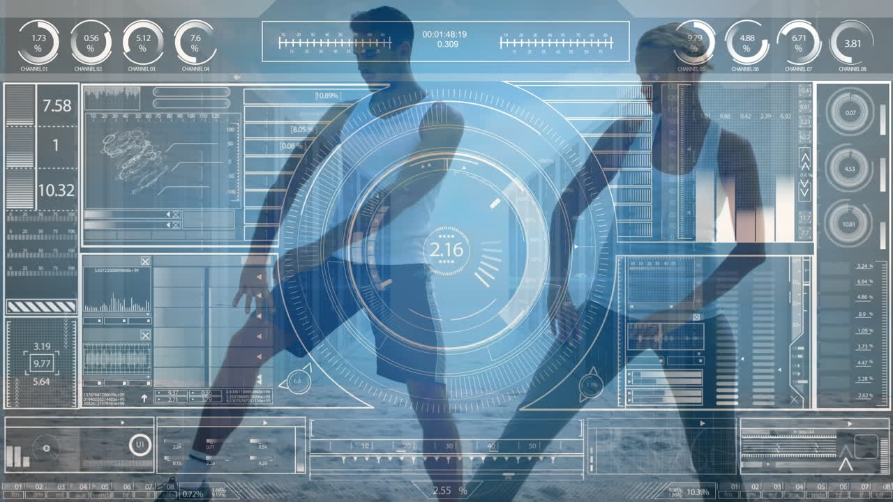 해변에  ⁇ 어있는 다양한 커플에 대한 데이터 처리 애니메이션