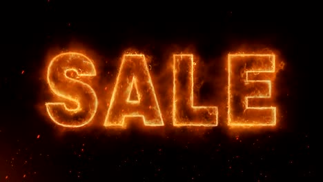 palabra de venta ardiendo caliente en fuego realista llamas chispas y humo animación de bucle continuo sin problemas