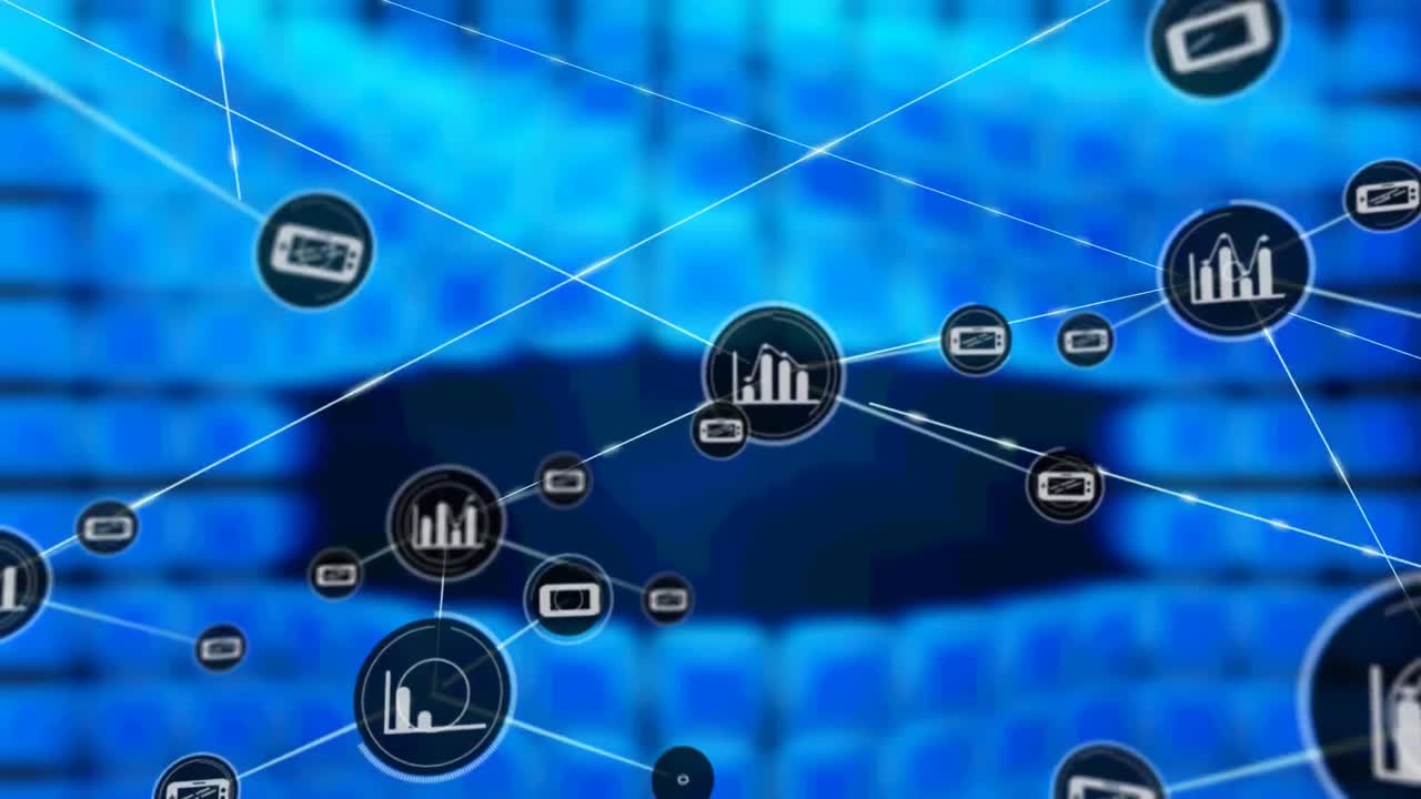 animación de la red de conexiones sobre fondo azul