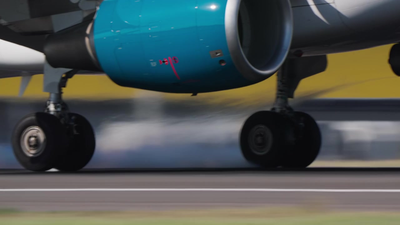 Aereo di linea in atterraggio su pista aeroportuale