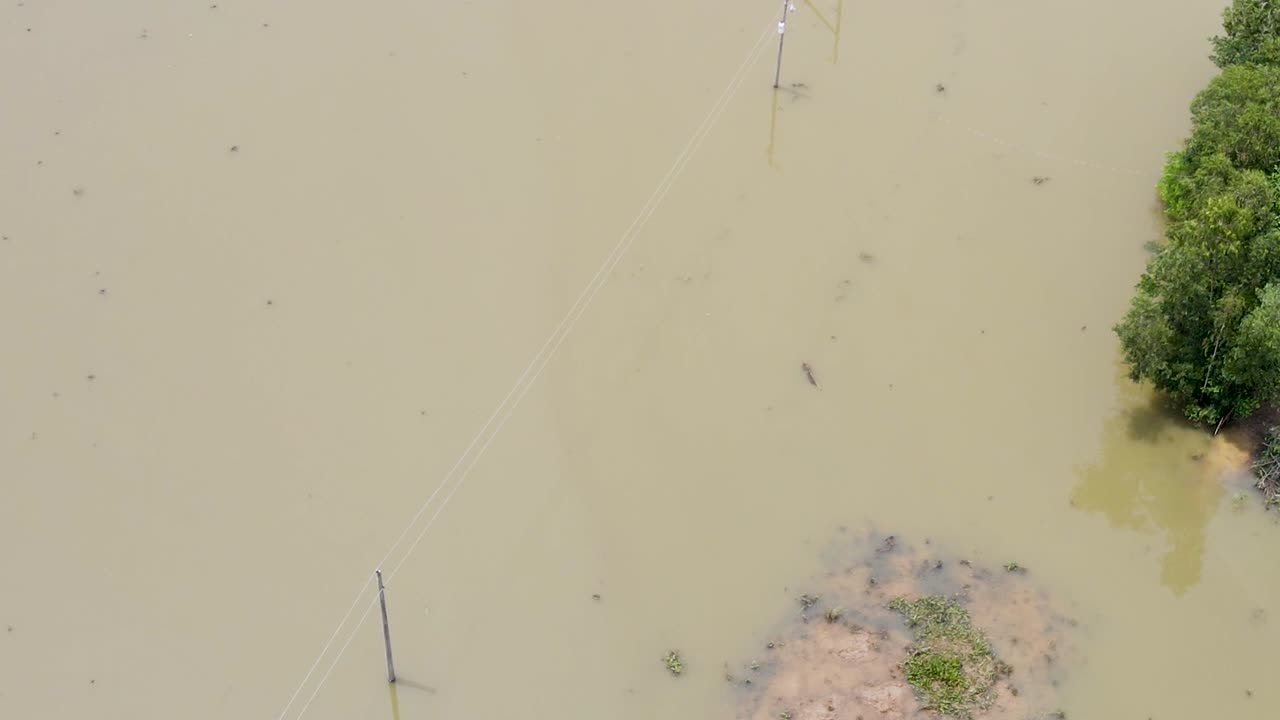 Flooded Village In Rural Bangladesh - Drone Shot