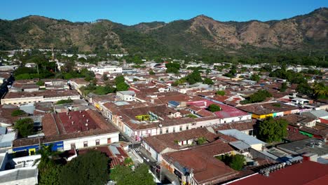 drone shot residential neighborhood in santa ana central american city