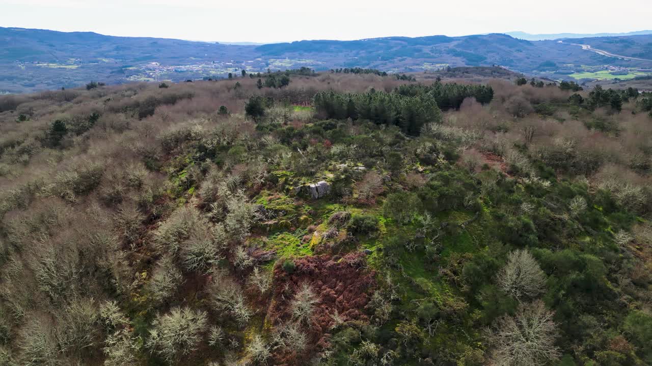 Celtic fort A Bariña, aerial view, in xunqueira de ambia, spain
