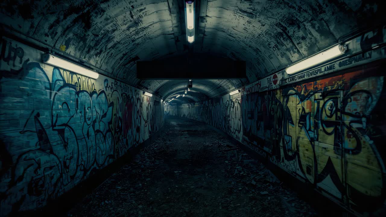 Graffiti-Filled Underground Tunnel