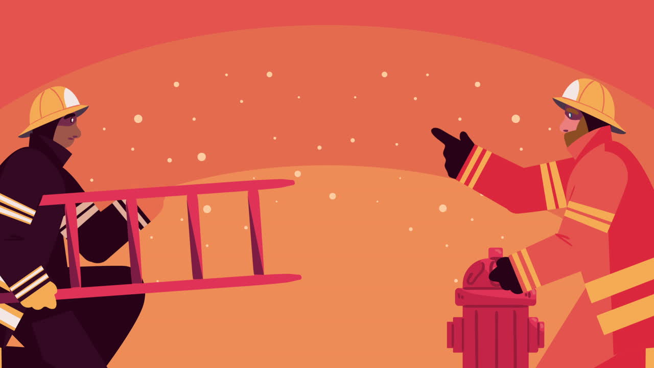 bomberos trabajadores de emergencia con escaleras