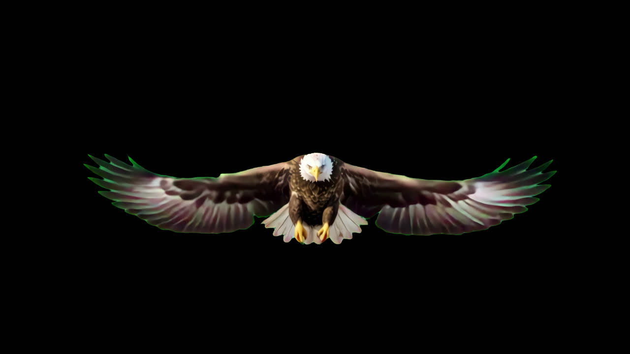 Aquila maestosa che si libra con grazia verso il cielo, risorsa animata isolata, video 4K trasparente, canale alfa.