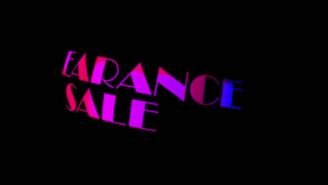 clearance sale 3d text word with colorful neon light animation loop rotating isolated transparent with alpha channel quicktime prores 4444. 4k 3d seamless looping effect element for clearance sale.