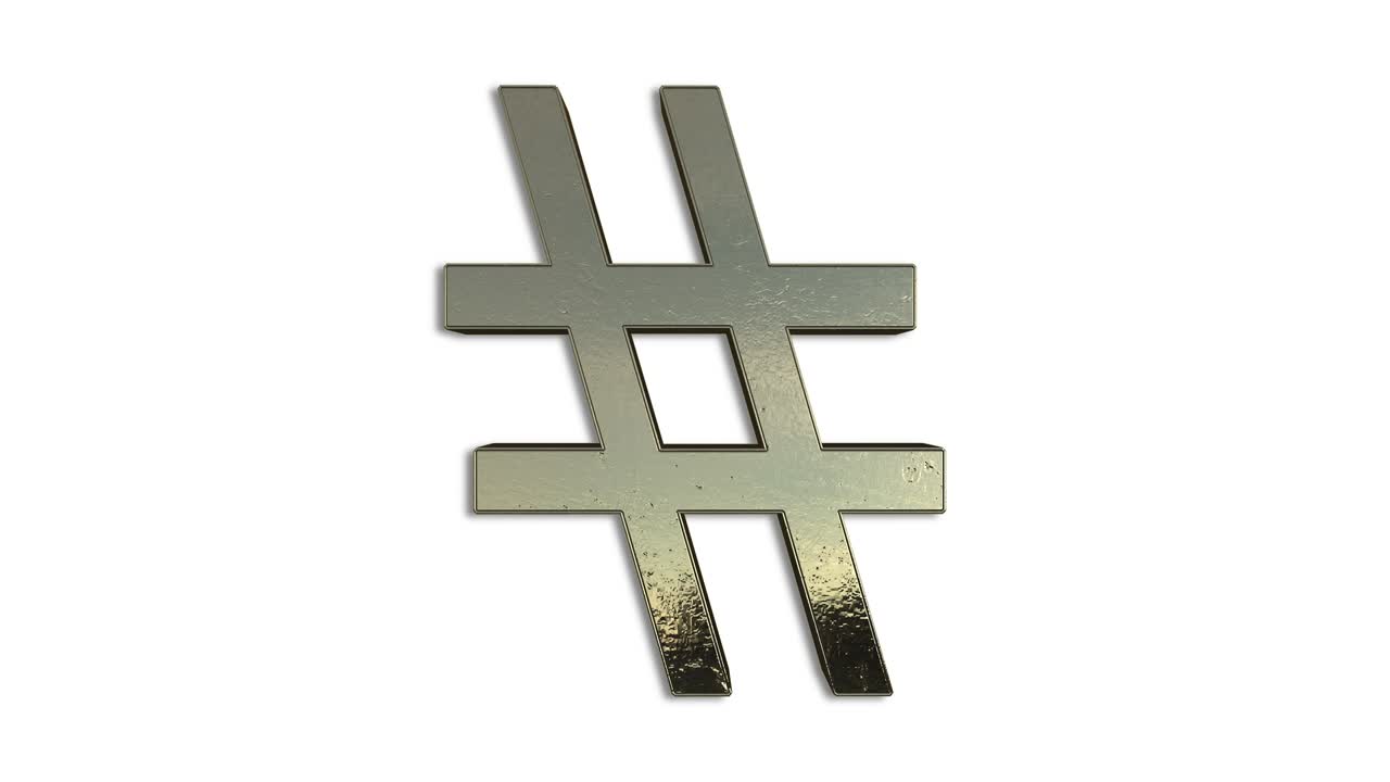 Gold Hashtag Sign Rotation Loop