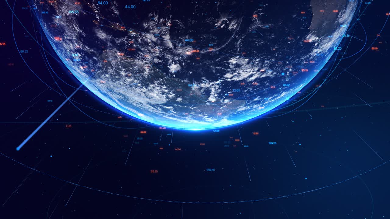 Global network on earth concept 3d elements digital earth glowing connections dark starry space