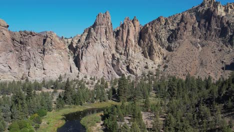 aerial: smith rock and the crooked river from above