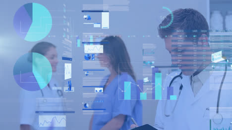 animación del procesamiento de datos sobre diversos médicos