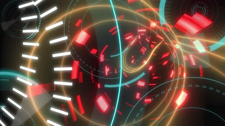 5G-tekst op cirkels tegen gloeiende tunnel