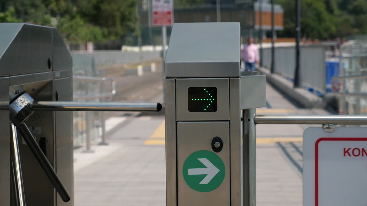 Automated Pedestrian Gate with Directional Indicator | Premium Stock ...