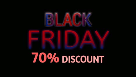 black friday sale 70% discount neon text animation motion graphics banner sign for promo video