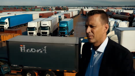trucks and cargo in a logistics center