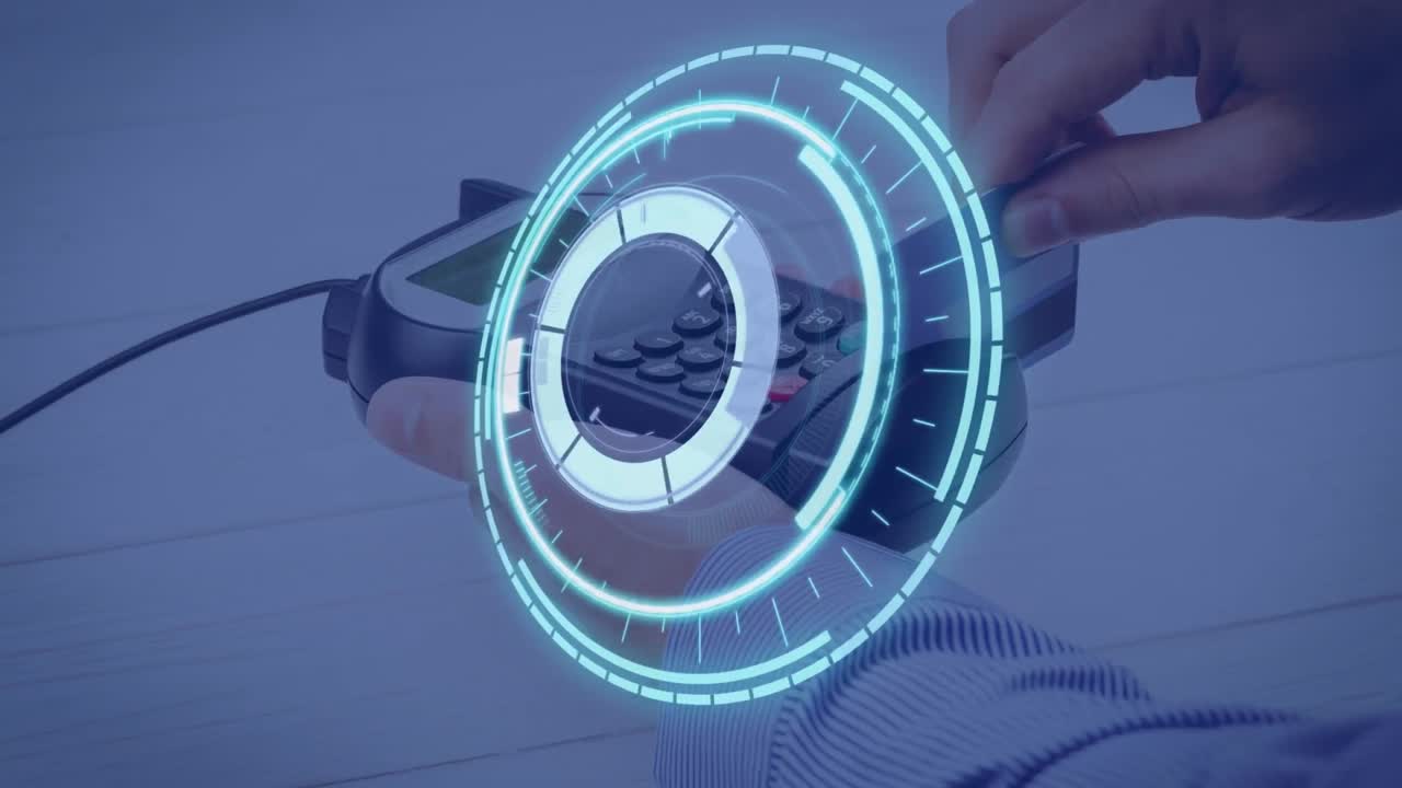 Animation of scope scanning over payment terminal