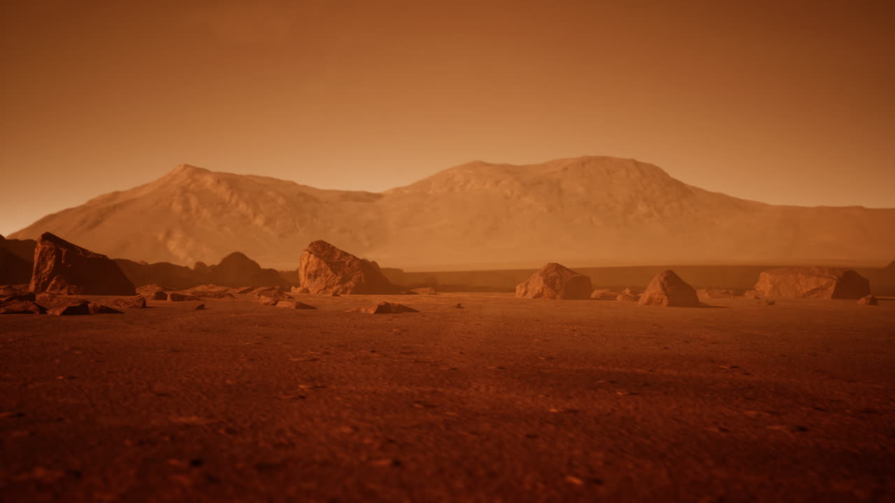 Mars Landscape with Mountains and Rocks