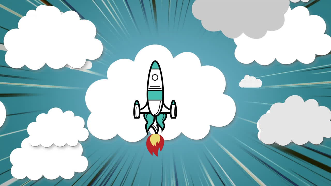 el icono del cohete contra el icono de la nube múltiple