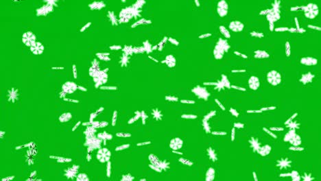 flying snowflakes on a green screen. christmas and new year effects for videos. christmas video frame. falling snow. 3d animation.