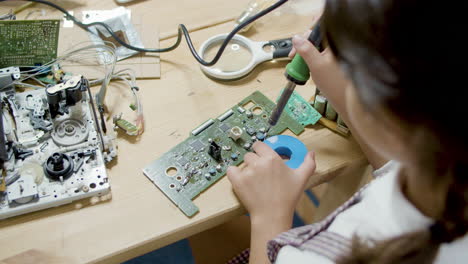 smart schoolgirl doing educational project