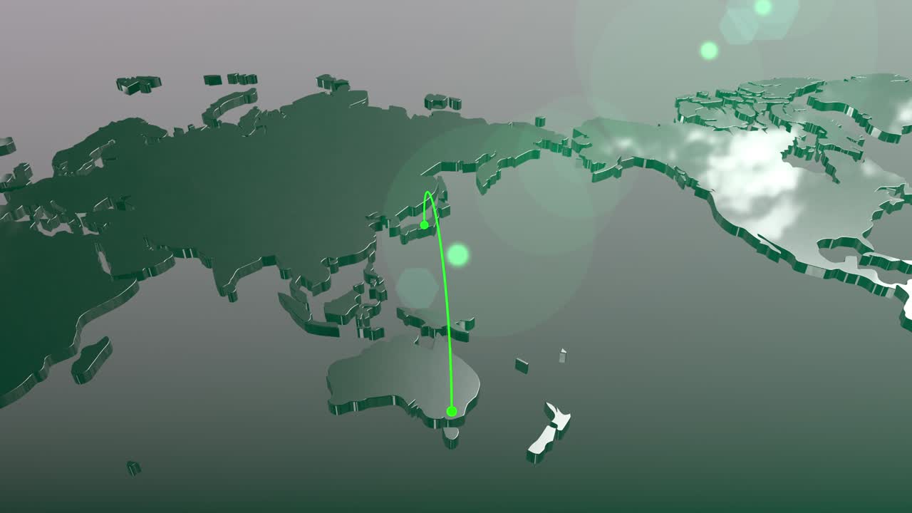 오스트레일리아-일본 연결 세계 지도 애니메이션