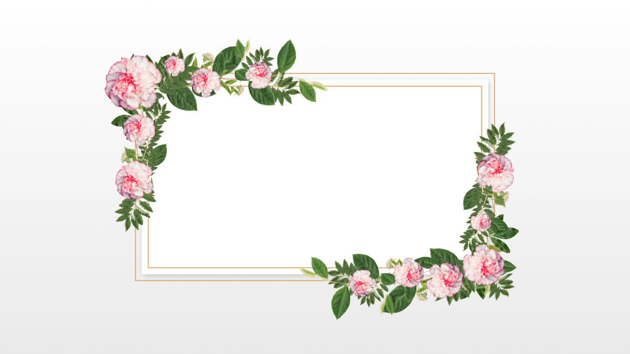 장식적 인 분홍색 꽃 을 가진 복사 공간 을 위한 사진 프레임