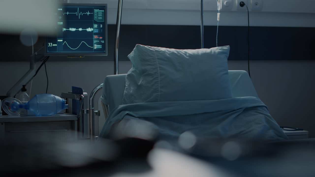 Nobody in hospital ward filled with medical technology