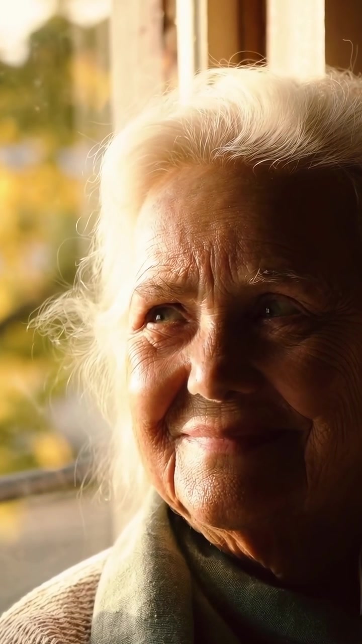 Retrato de uma Mulher Idosa Olhando Pela Janela