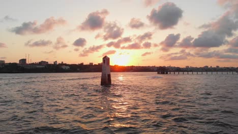 sunset at the old port and town of mombasa