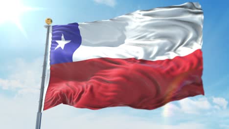 4k ilustración 3d de la bandera ondeante en un poste del país chile