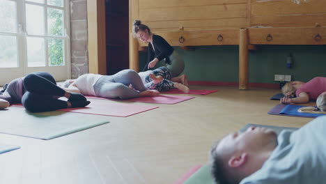 yoga class with instructor